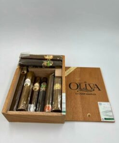 Alternative view of Oliva 12 sampler (hộp gỗ 12 điếu)